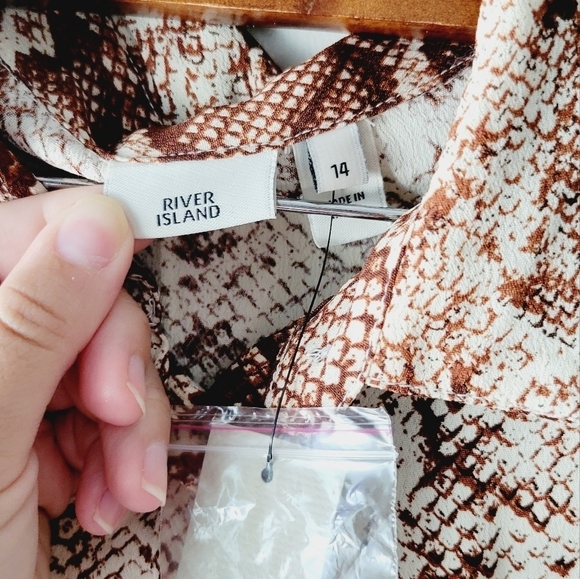 NWT River Island animal snake print dress color brown and cream size xl - Picture 2 of 5